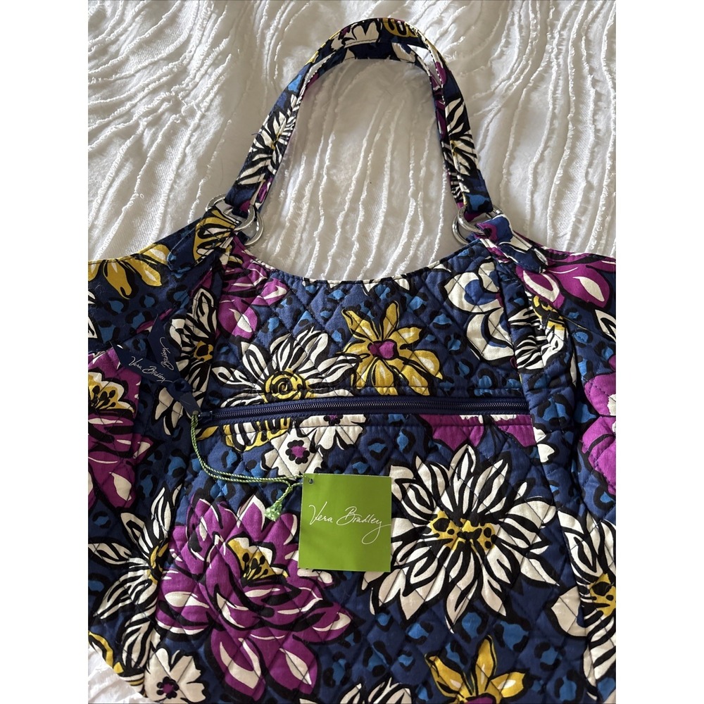 Vera Bradley African Violet Crescent Shoulder Bag Purse NWT New Purple Blue - Picture 9 of 11